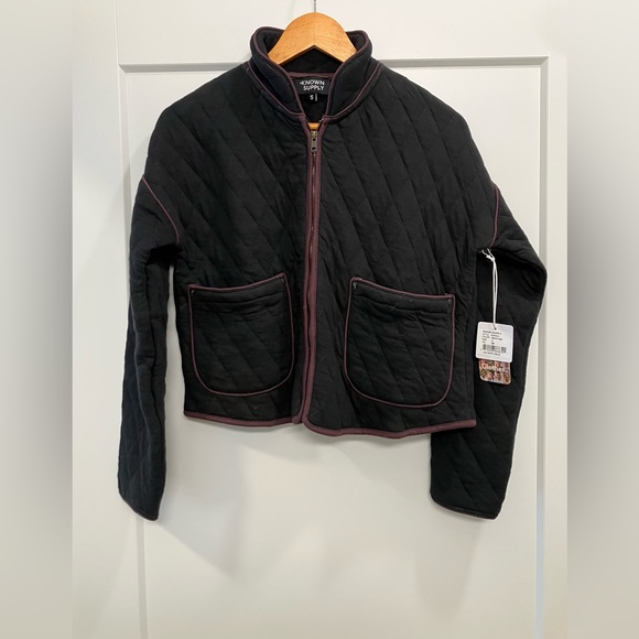 NWT Known Supply Elderberry Quilted Jacket Black Fudge Organic Cotton Fair Trade - Picture 4 of 9